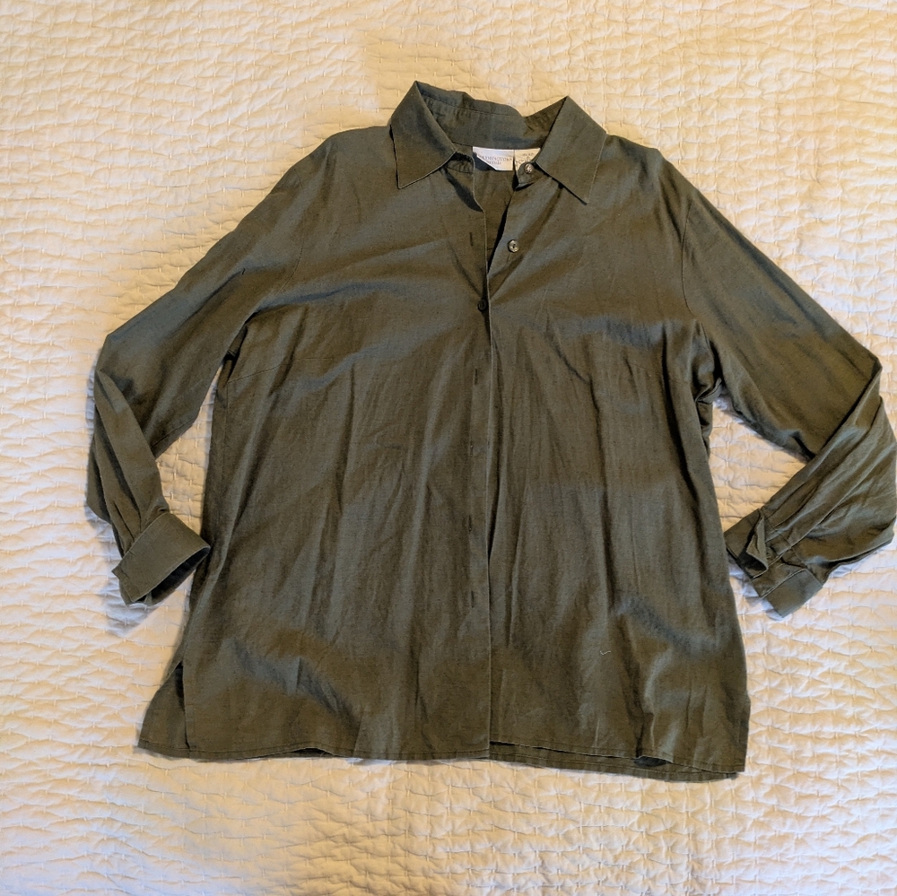 Olive Green Button-Up Shirt